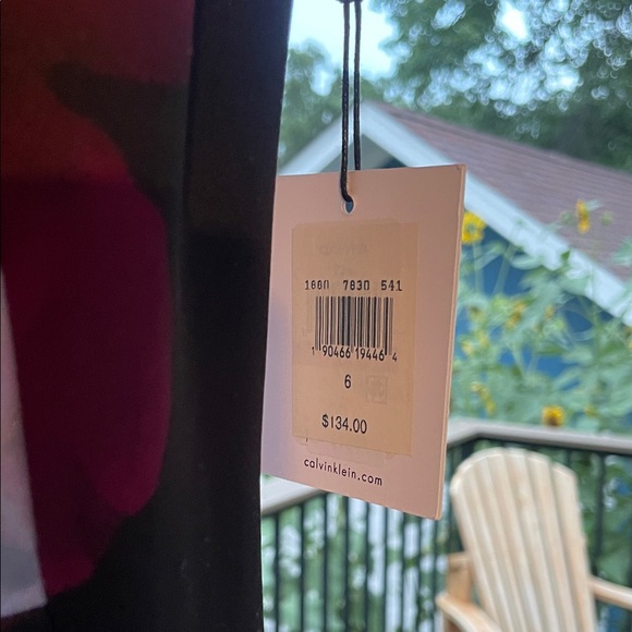 Calvin Klein Black and Pink Floral Midi Dress - Picture 3 of 6